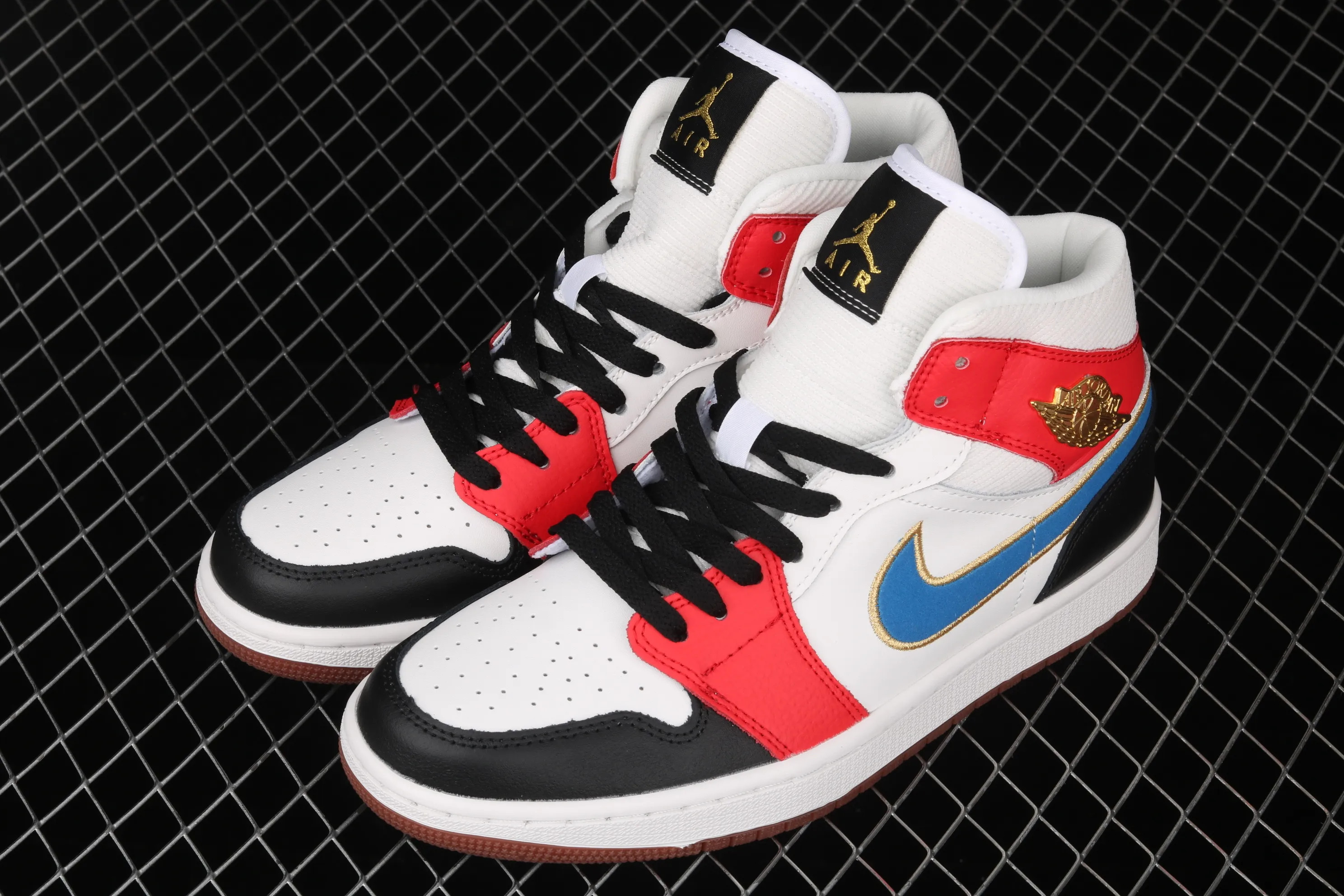 All categories Air Jordan Jordan series basketball shoes Air Jordan 1 Mid Air Jordan 1 Mid AJ1 Joe 1 colorful stitching metal flying wings DC1426-100
